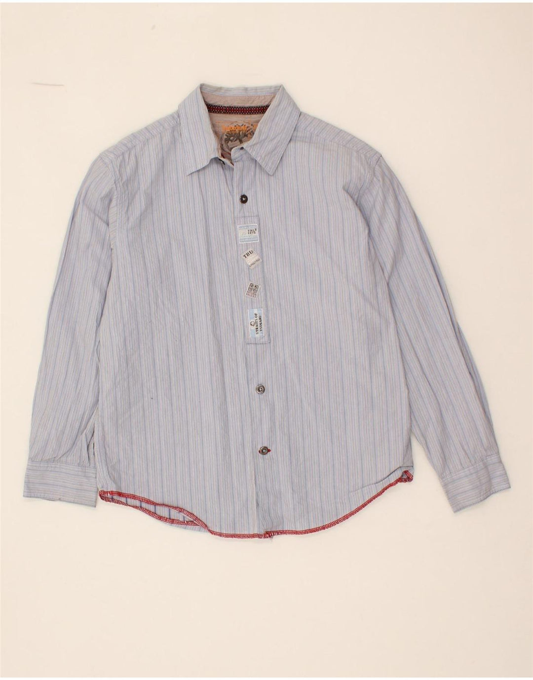 TIMBERLAND Boys Shirt 9-10 Years Blue Striped Cotton Vintage Timberland and Second-Hand Timberland from Messina Hembry 