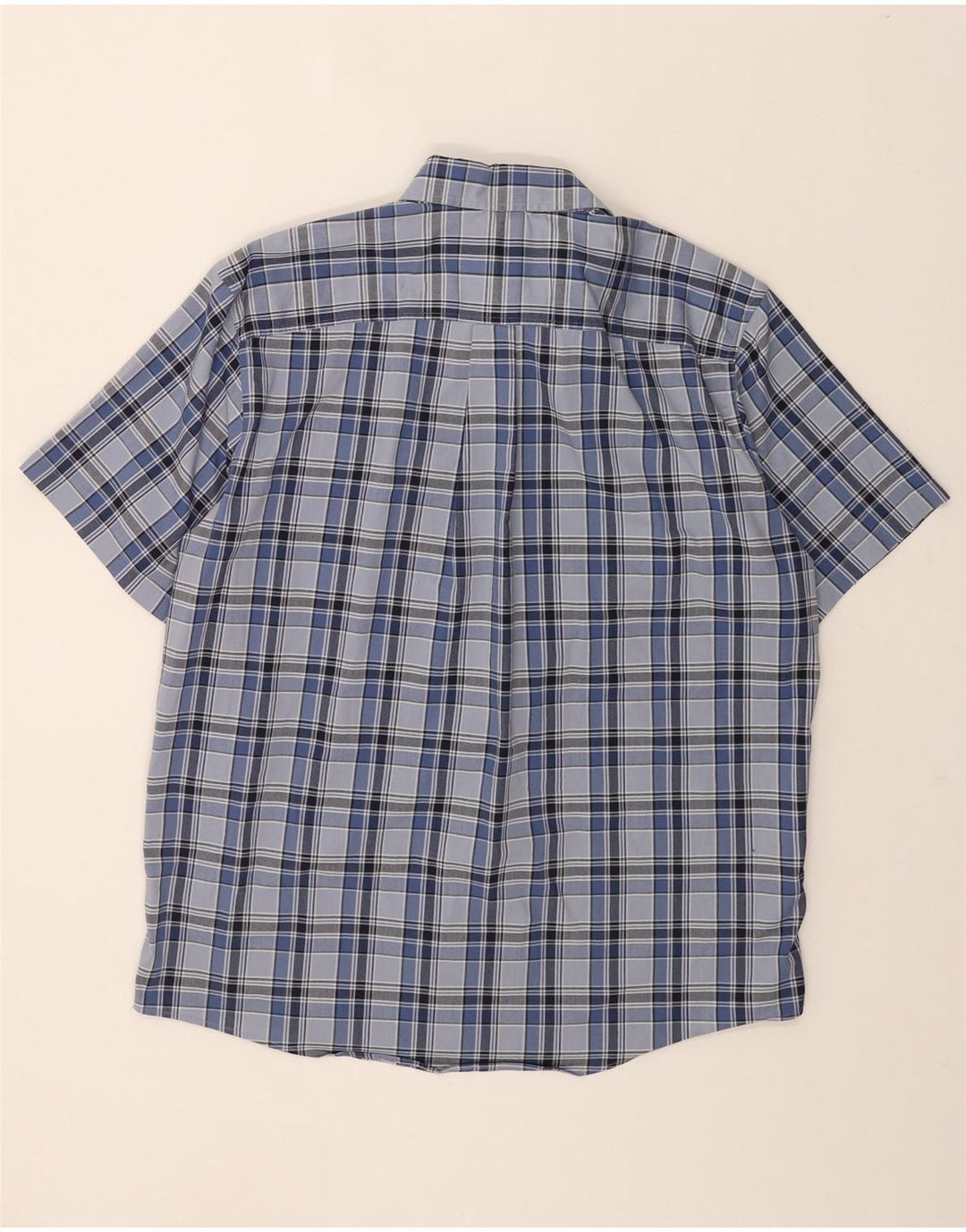 EDDIE BAUER Mens Classic Fit Short Sleeve Shirt Large Blue Check Cotton Vintage Eddie Bauer and Second-Hand Eddie Bauer from Messina Hembry 