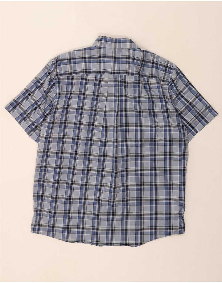 EDDIE BAUER Mens Classic Fit Short Sleeve Shirt Large Blue Check Cotton Vintage Eddie Bauer and Second-Hand Eddie Bauer from Messina Hembry 