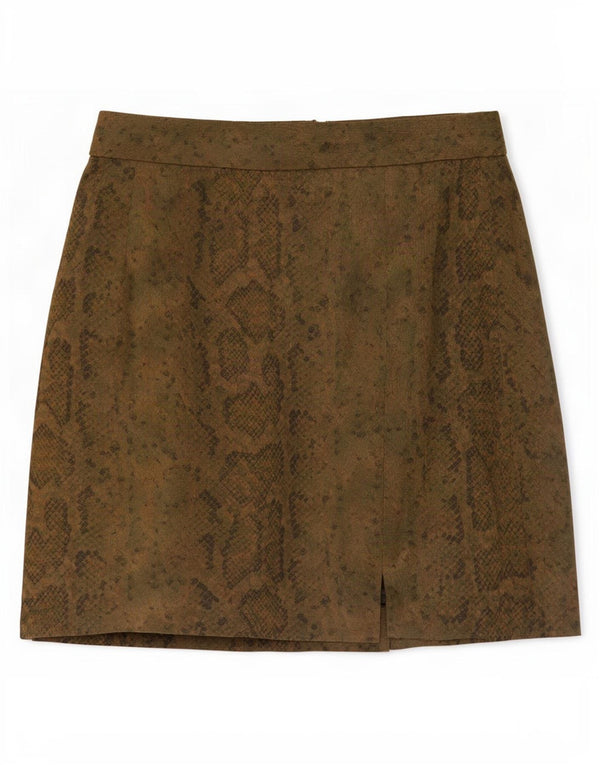 Fusta mini vintage pentru femei IT 44 Medium W27 Kaki Animal Print