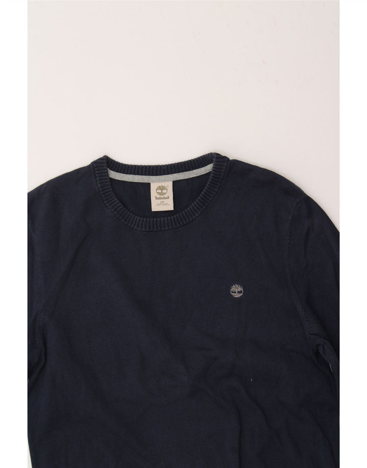 TIMBERLAND Mens Crew Neck Jumper Sweater Small Navy Blue Vintage Timberland and Second-Hand Timberland from Messina Hembry 