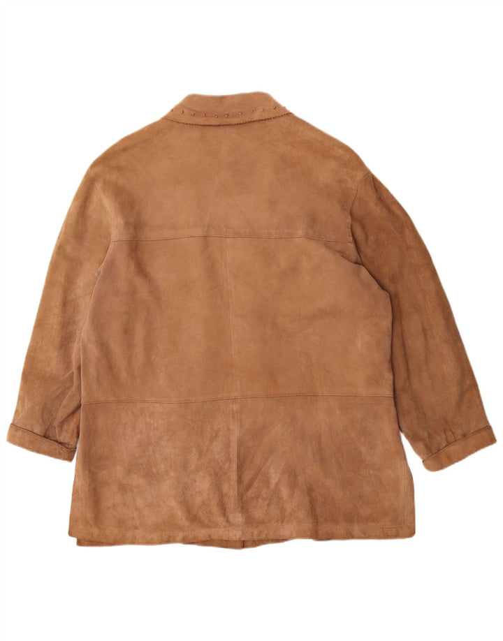 Jachetă vintage de piele intoarsa pentru femei IT 44 Medium Beige
