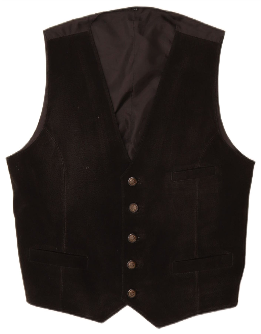 Vestă vintage pentru bărbați din piele intoarsa UK 40 Medium Black Leather