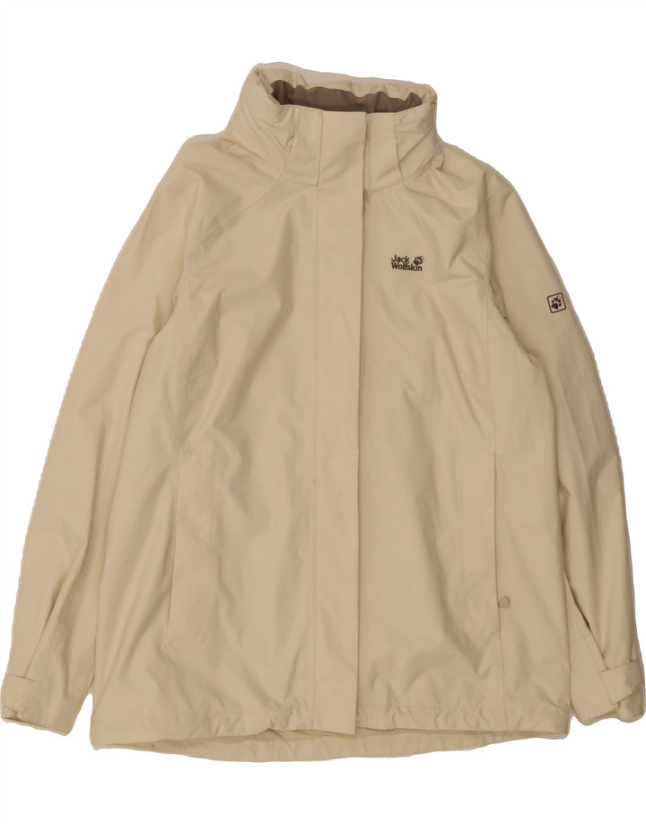JACK WOLFSKIN Womens Rain Jacket UK 18 XL  Beige Polyamide Vintage Jack Wolfskin and Second-Hand Jack Wolfskin from Messina Hembry 