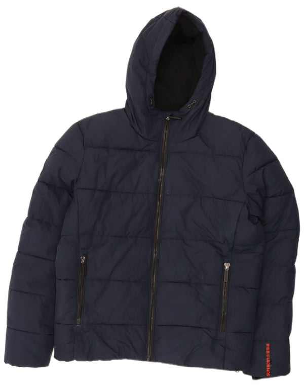 Jachetă căptușită cu glugă pentru bărbați Superdry UK 38 Medium bleumarin Poliester