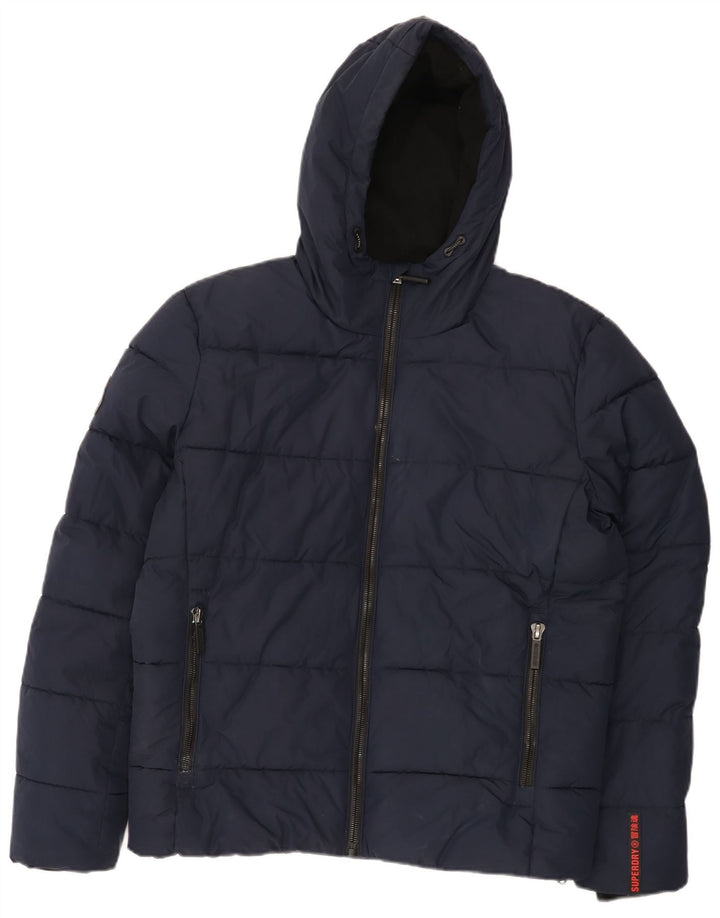 Jachetă căptușită cu glugă pentru bărbați Superdry UK 38 Medium bleumarin Poliester