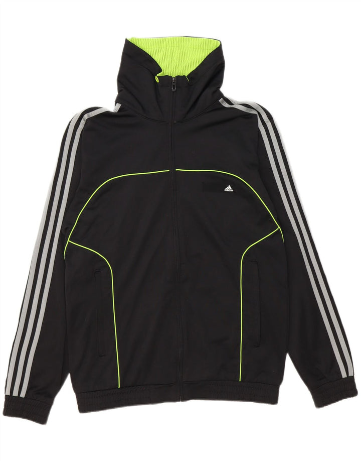 ADIDAS Mens Graphic Tracksuit Top Jacket UK 38/40 Medium Black Polyester Vintage Adidas and Second-Hand Adidas from Messina Hembry 