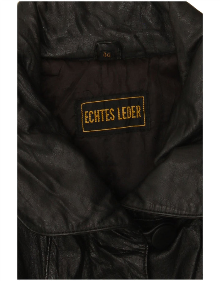 Palton din piele vintage pentru femei, cu tăiere largi, EU 40, piele medie neagră