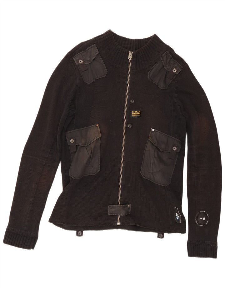 Pulover cardigan cu fermoar complet G-Star pentru bărbați, bumbac mediu negru