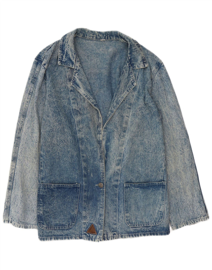 Jachetă pentru femei VINTAGE din denim cu 1 nasture, UK 16, mare, albastru