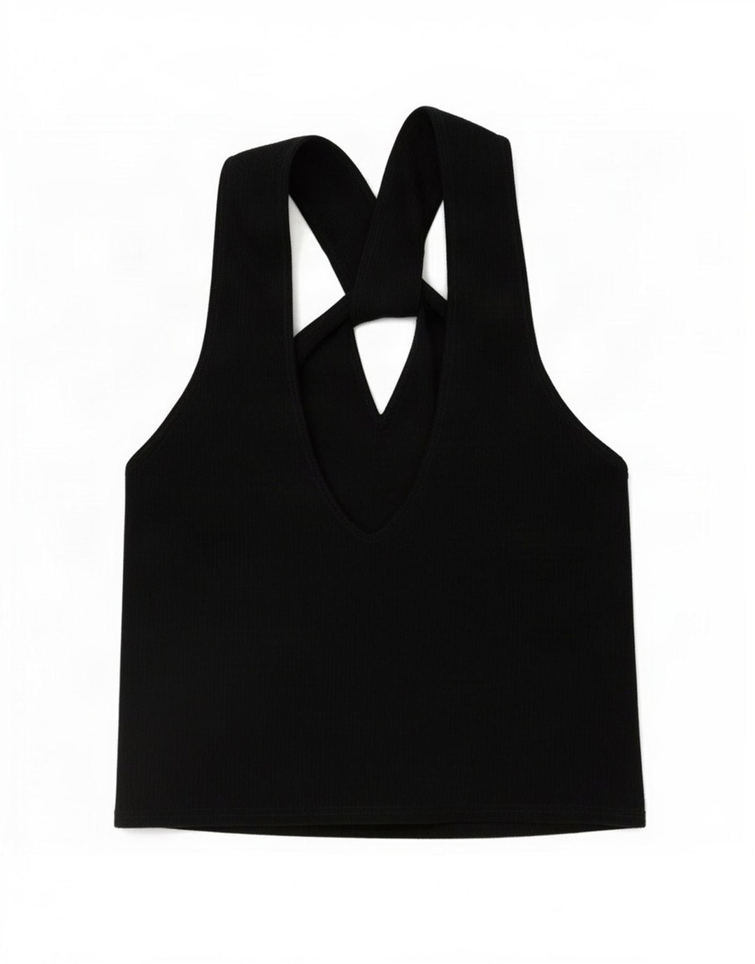 Top Crop Halter pentru femei Zara UK 14 Large Black