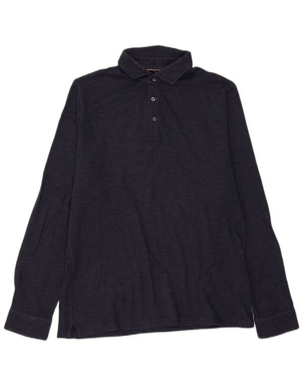 Tricou polo rugby cu mânecă lungă pentru bărbați Massimo Dutti, XL, bleumarin, în spinare