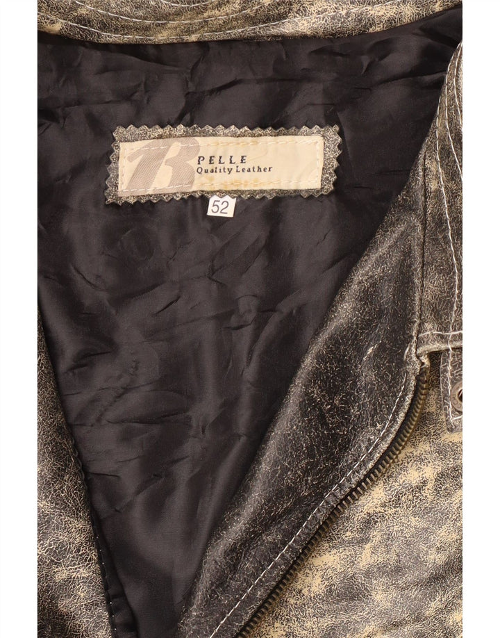 Jachetă din piele cu grafică pentru bărbați Bata IT 52 XL din piele gri