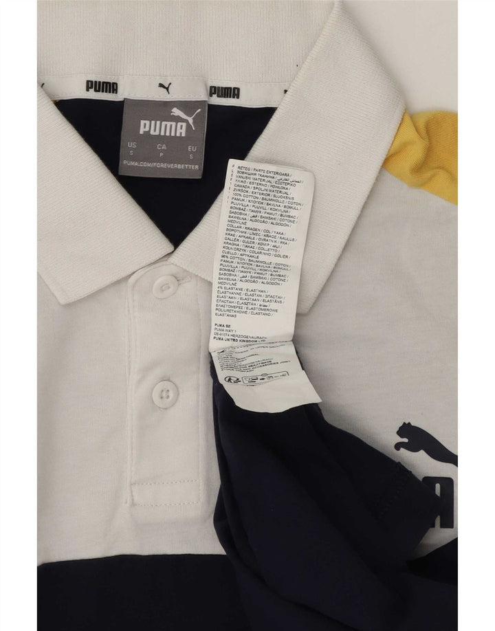 Tricou polo Puma pentru bărbați, mic, alb, din bumbac color bloc