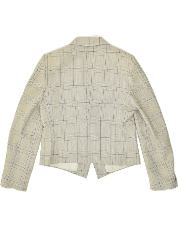 Jachetă pentru femei VINTAGE cu 1 nasture, UK 12, lână nouă cu carouri, gri mediu