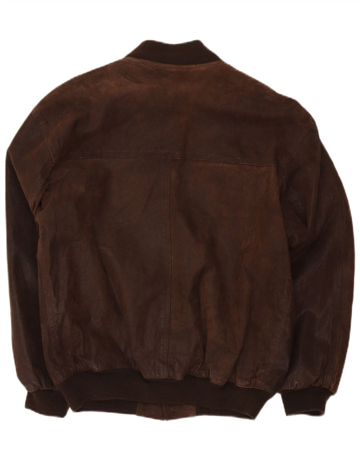 Jachetă Bomber din piele vintage pentru bărbați IT 48 Maro Mediu