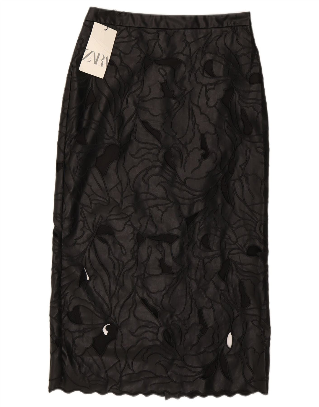 Fusta din piele pentru femei Zara Mic W26 Negru Floral