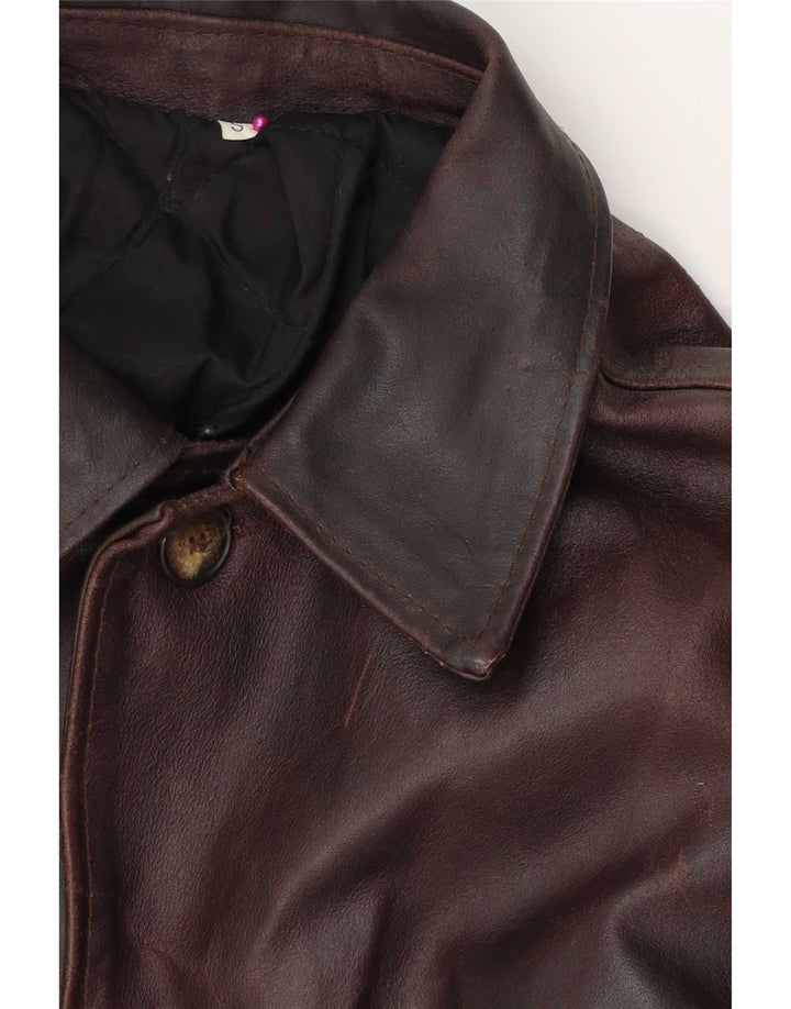 Jachetă de piele vintage pentru bărbați UK 36 din piele maro mică