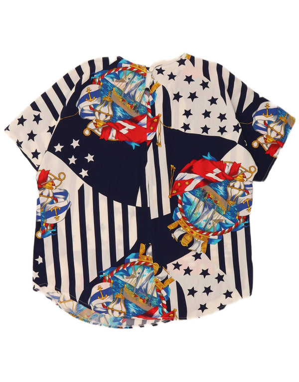 Bluză pentru femei VINTAGE Marea Britanie 10/12 Mediu Bleumarin Colorblock