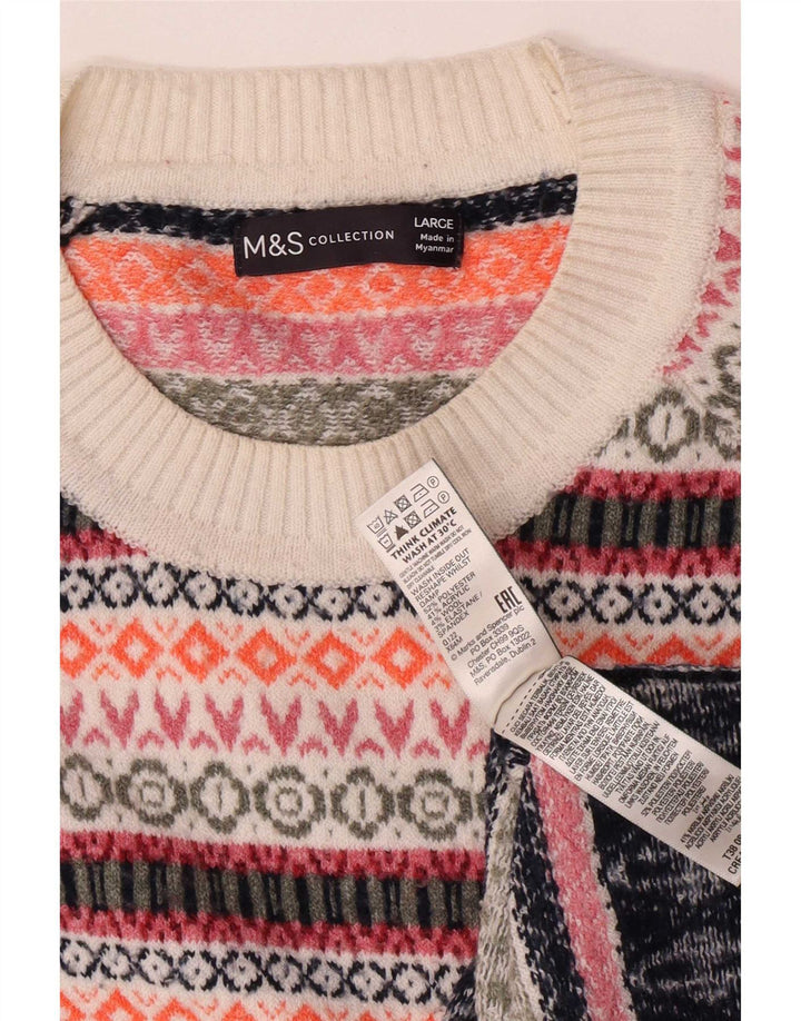Pulover pentru bărbați Marks & Spencer, cu gât de barcă, Fair Isle, mare, multicoloră