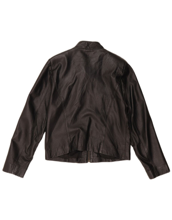 Jachetă de piele pentru femei VINTAGE Crop UK 14 Medium Black Leather