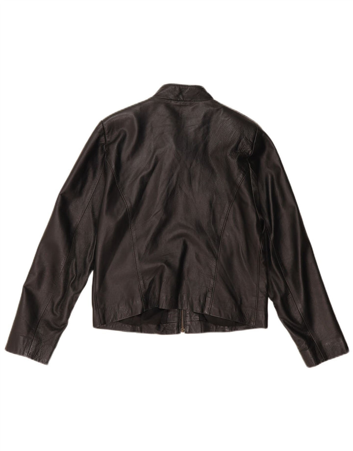 Jachetă de piele pentru femei VINTAGE Crop UK 14 Medium Black Leather