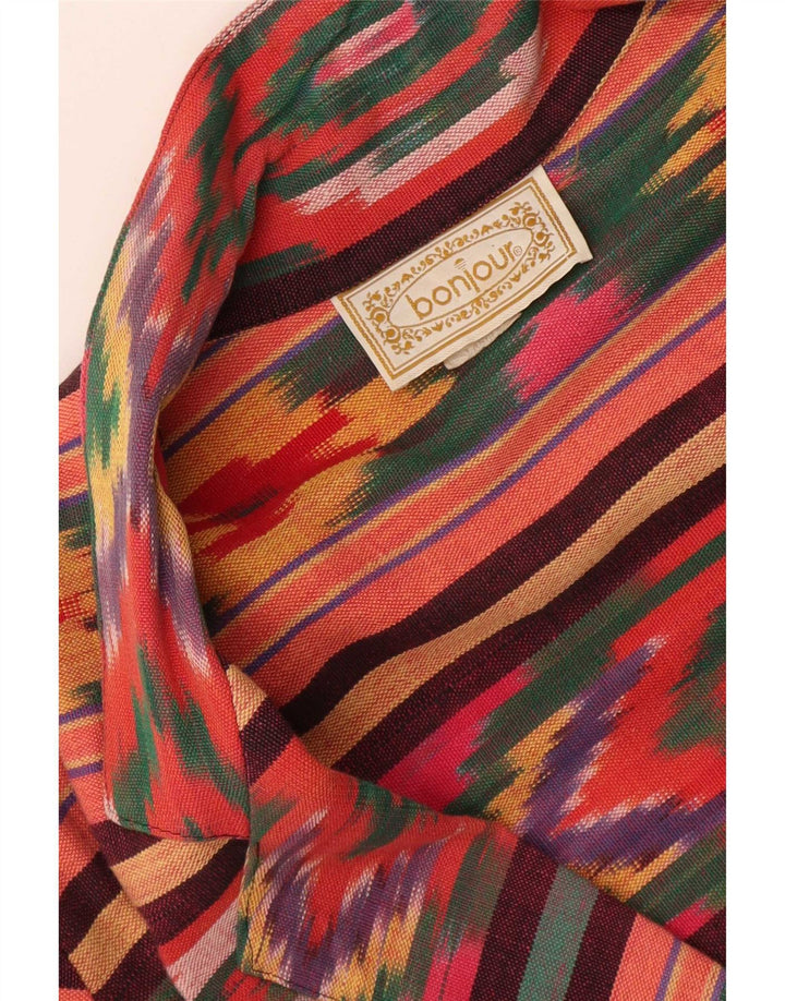 Jachetă vintage pentru femei cu 2 nasturi, UK 18 XL, bumbac Ikat multicolor