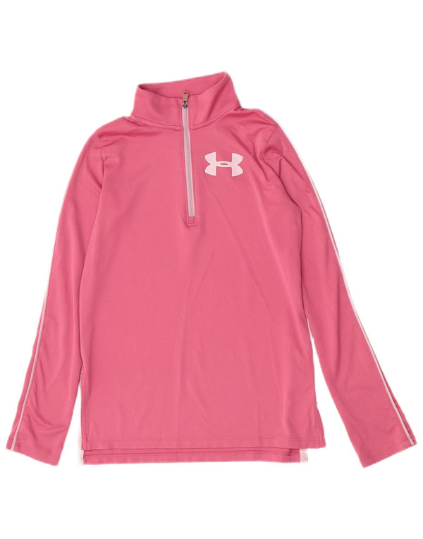 Under Armour Fete Zip Neck Top Maneca lunga 9-10 Ani Mediu Roz Sport