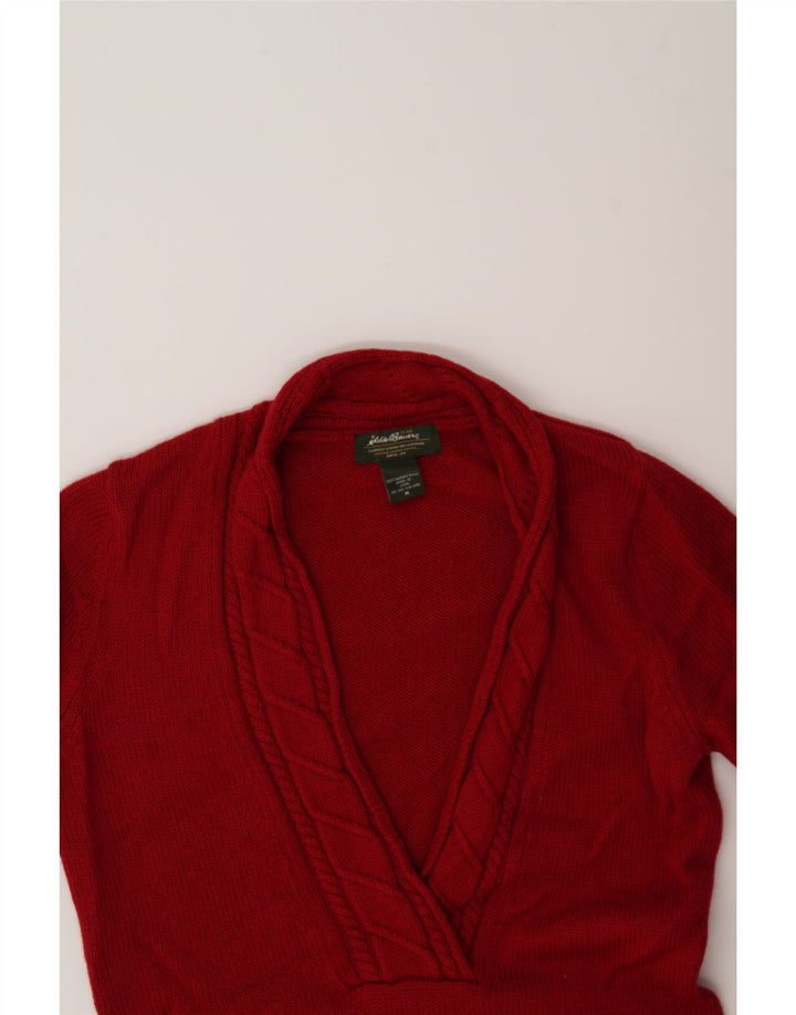 EDDIE BAUER Womens V-Neck Jumper Sweater UK 14 Medium Red Wool Vintage Eddie Bauer and Second-Hand Eddie Bauer from Messina Hembry 