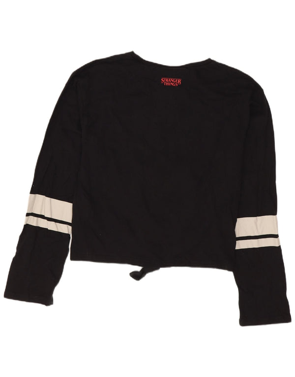 Top grafic Benetton pentru fete cu mânecă lungă 13-14 ani 3XL negru