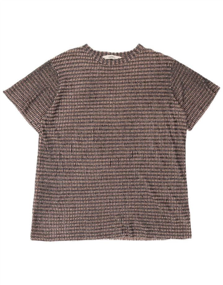 Tricou supradimensionat pentru femei Zara UK 14 Poliester cu dungi negre medii