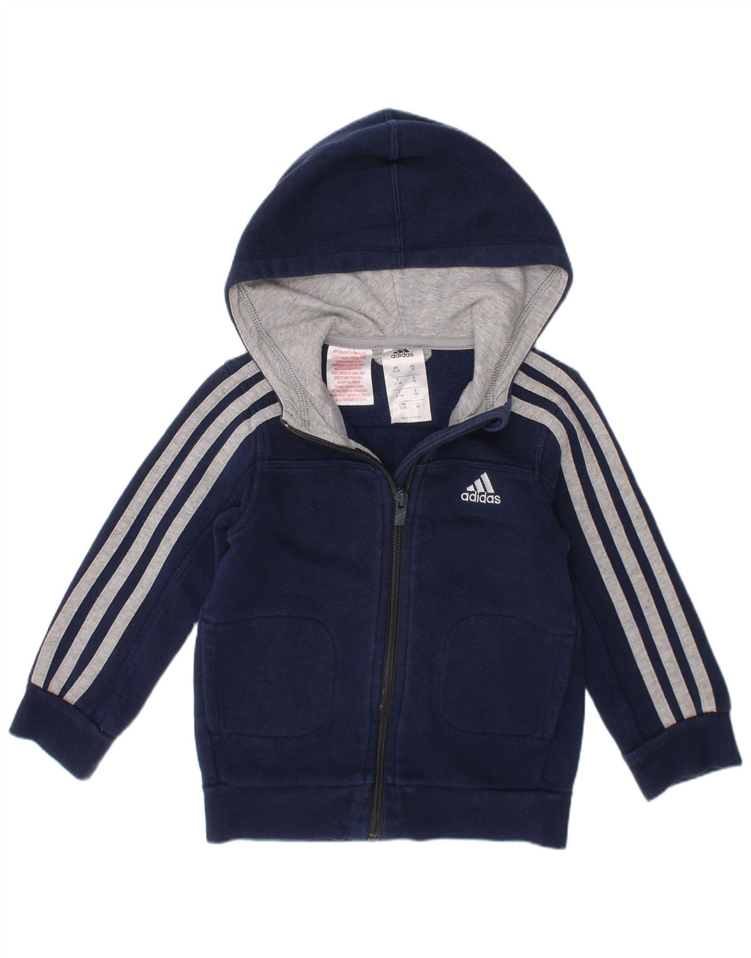 Pulover Adidas pentru băieți, cu fermoar, 2-3 ani, bumbac bleumarin