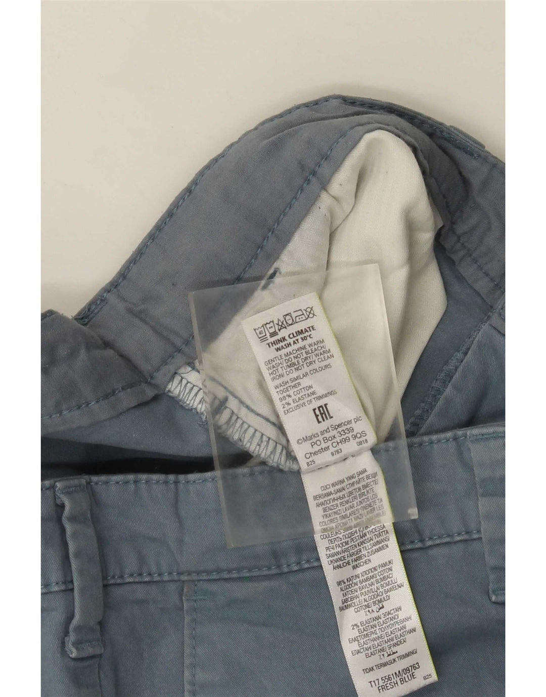 Pantaloni scurți chino pentru bărbați Marks & Spencer W36, mare, albastru, bumbac