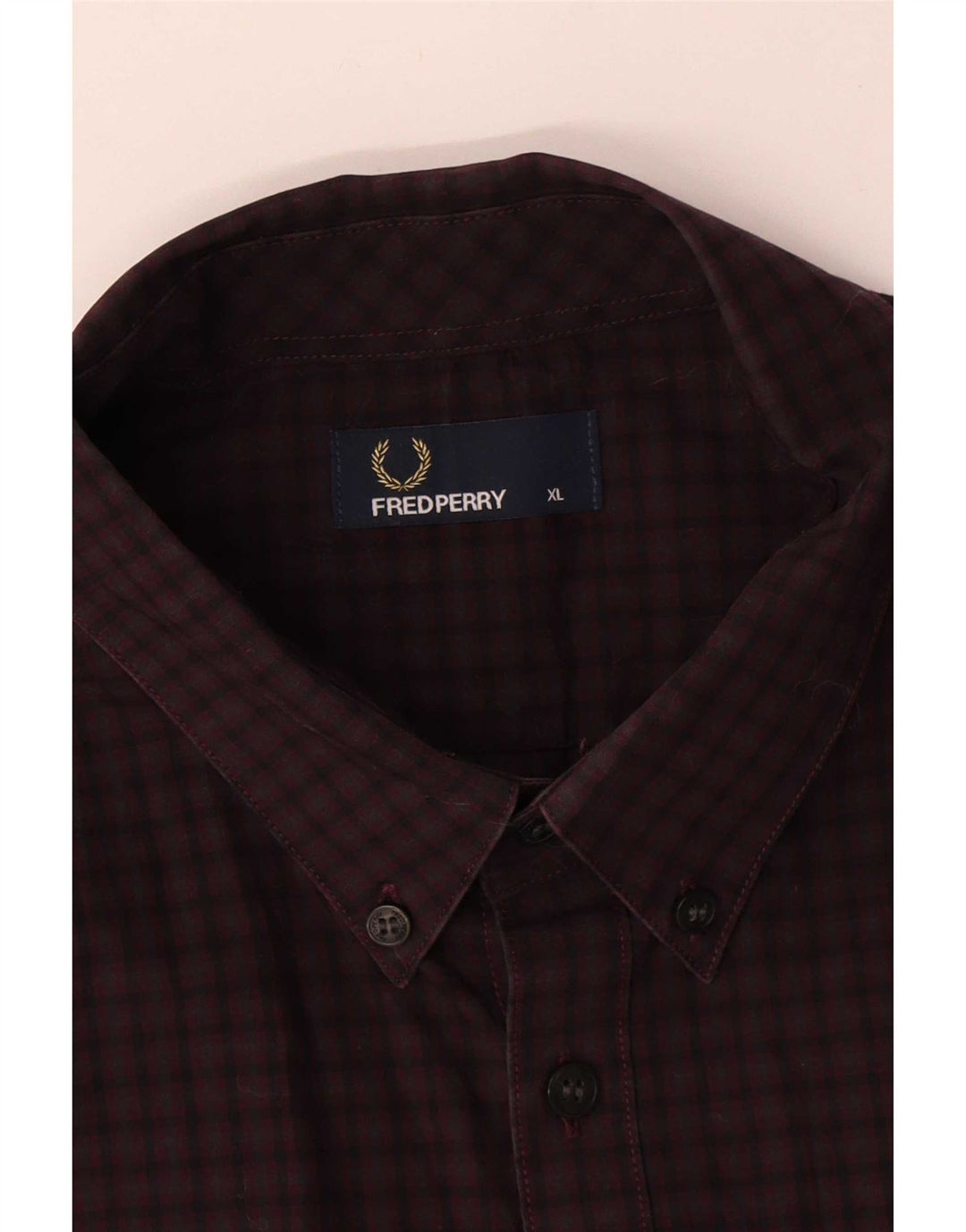 Cămașă pentru bărbați Fred Perry XL, bumbac cu carouri burgundă