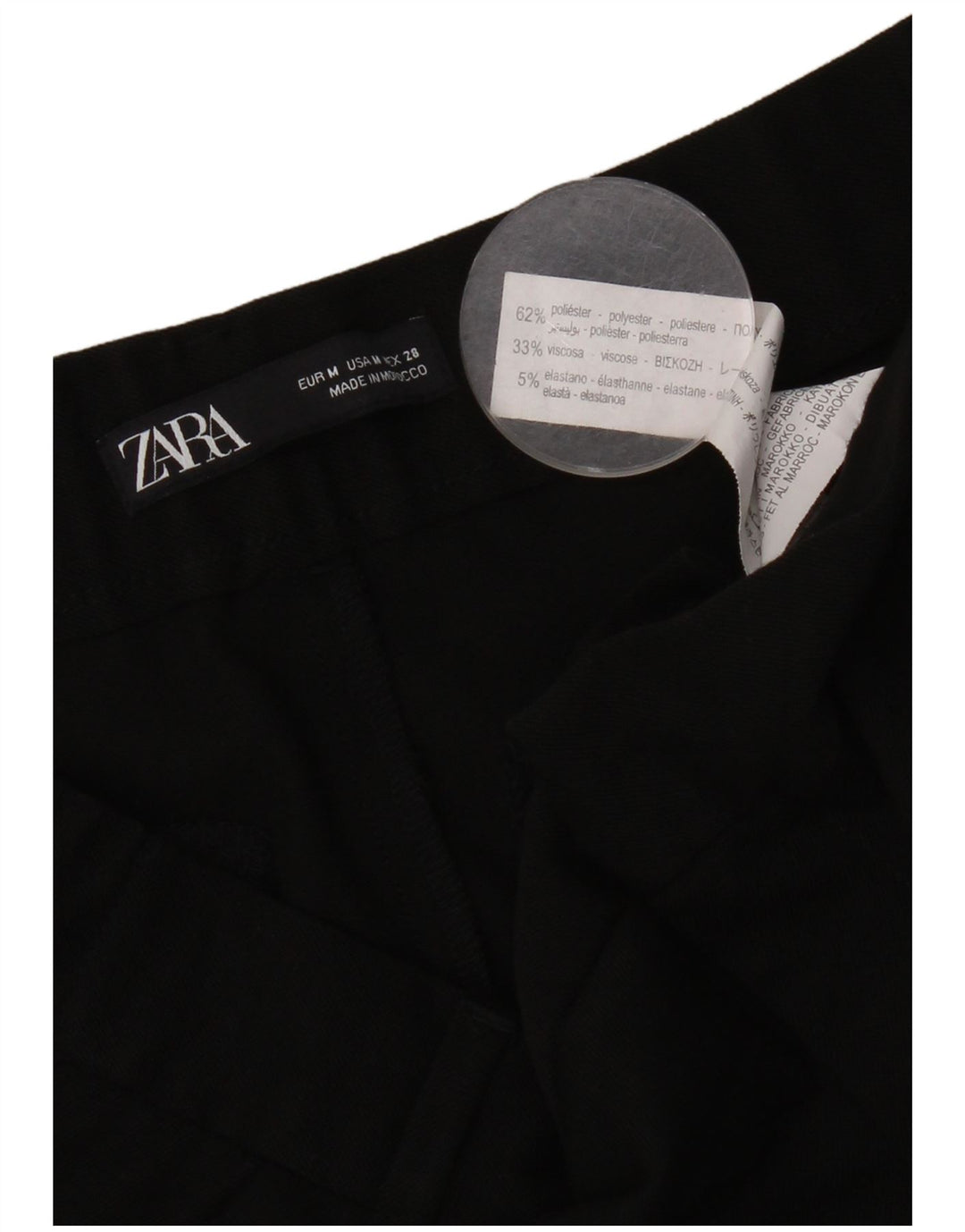 Pantaloni tăiați drepți pentru femei Zara Mediu L30 L25 Poliester negru