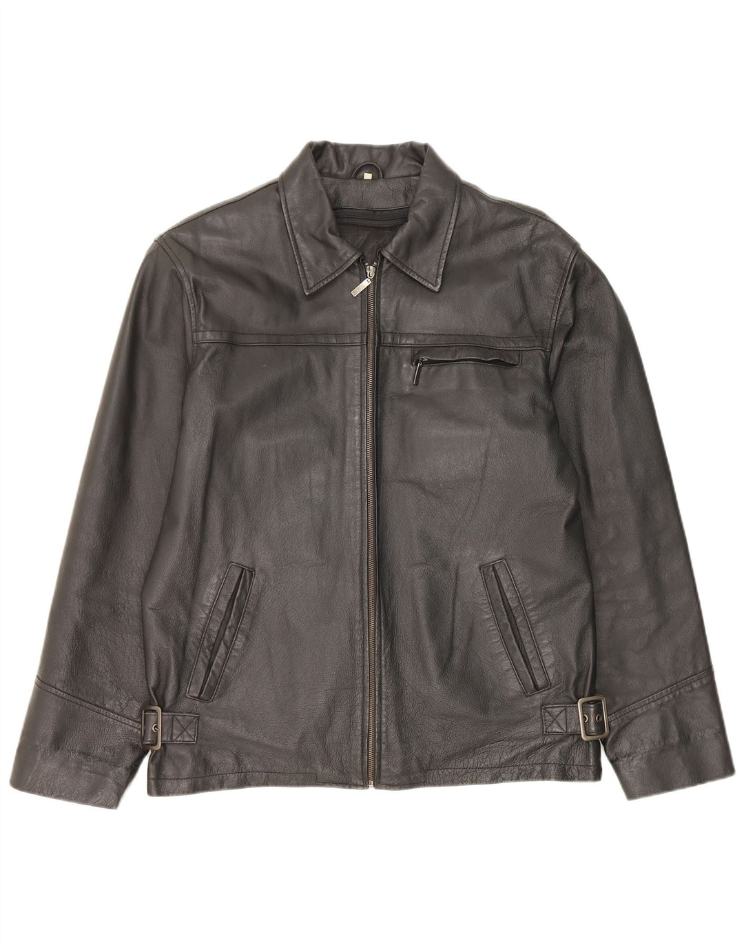 Geaca de piele vintage pentru barbati IT 48 Medium Black Leather