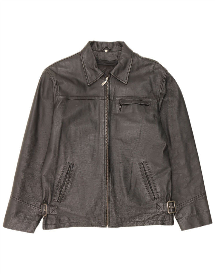 Geaca de piele vintage pentru barbati IT 48 Medium Black Leather