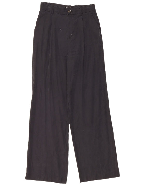 Pantaloni chino largi pentru femei cu talie înaltă Zara Mediu L28 L32 Bleumarin