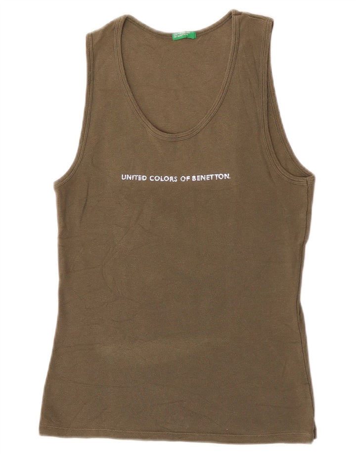 Benetton Femei Graphic Vest Vest Top UK 8 Small Khaki