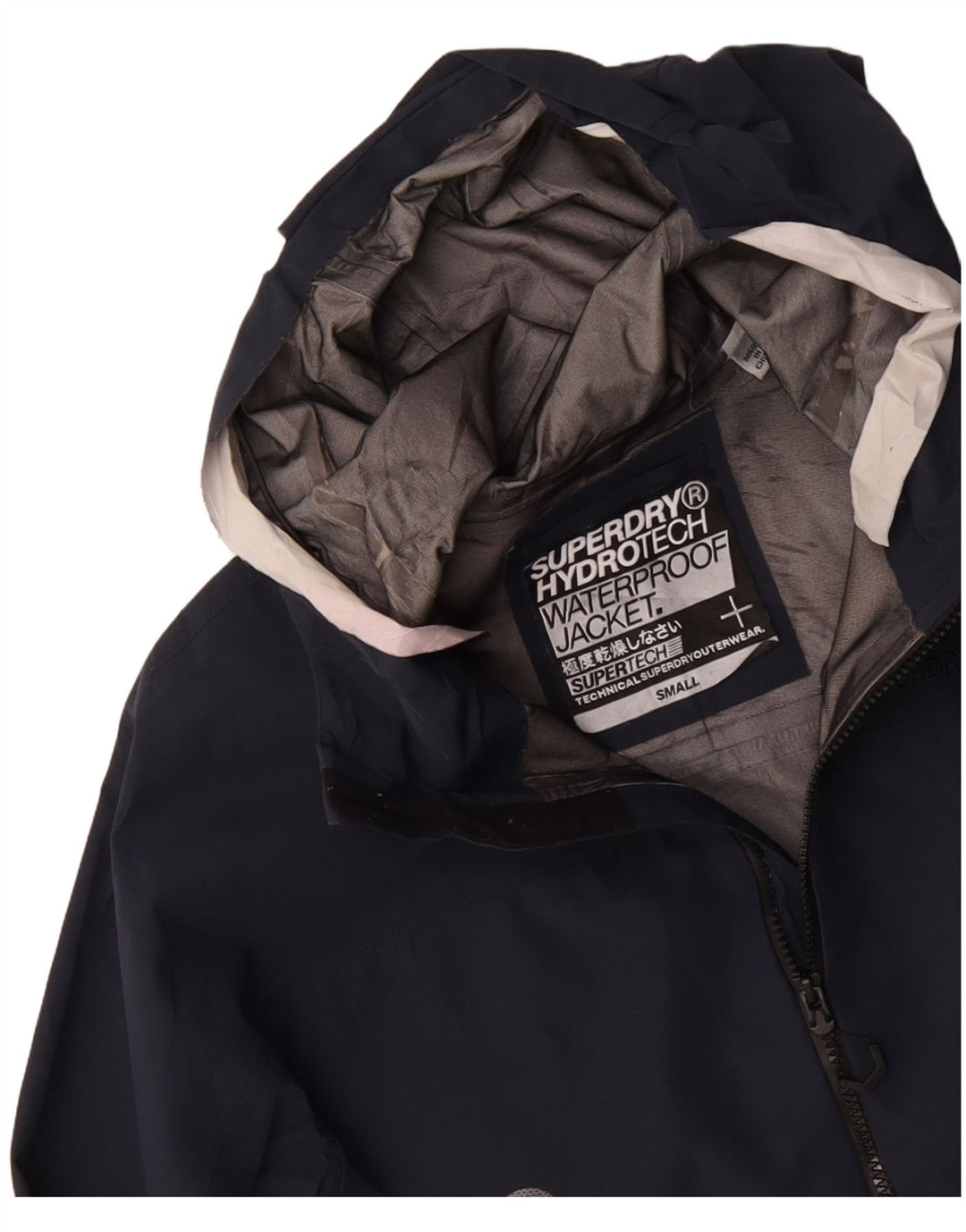 Jachetă impermeabilă cu glugă pentru bărbați SUPERDRY UK 36 Poliester bleumarin mic
