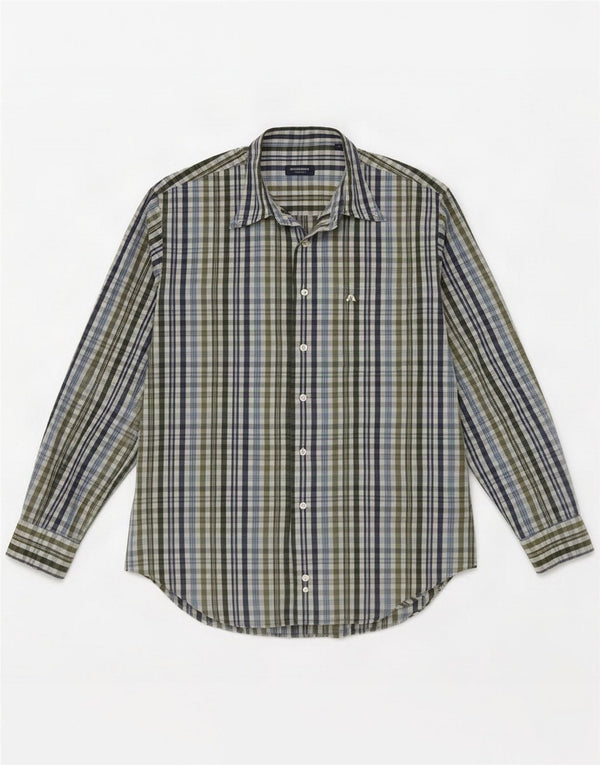 Burberry Mens Shirt Size 4 Large Green Check Cotton