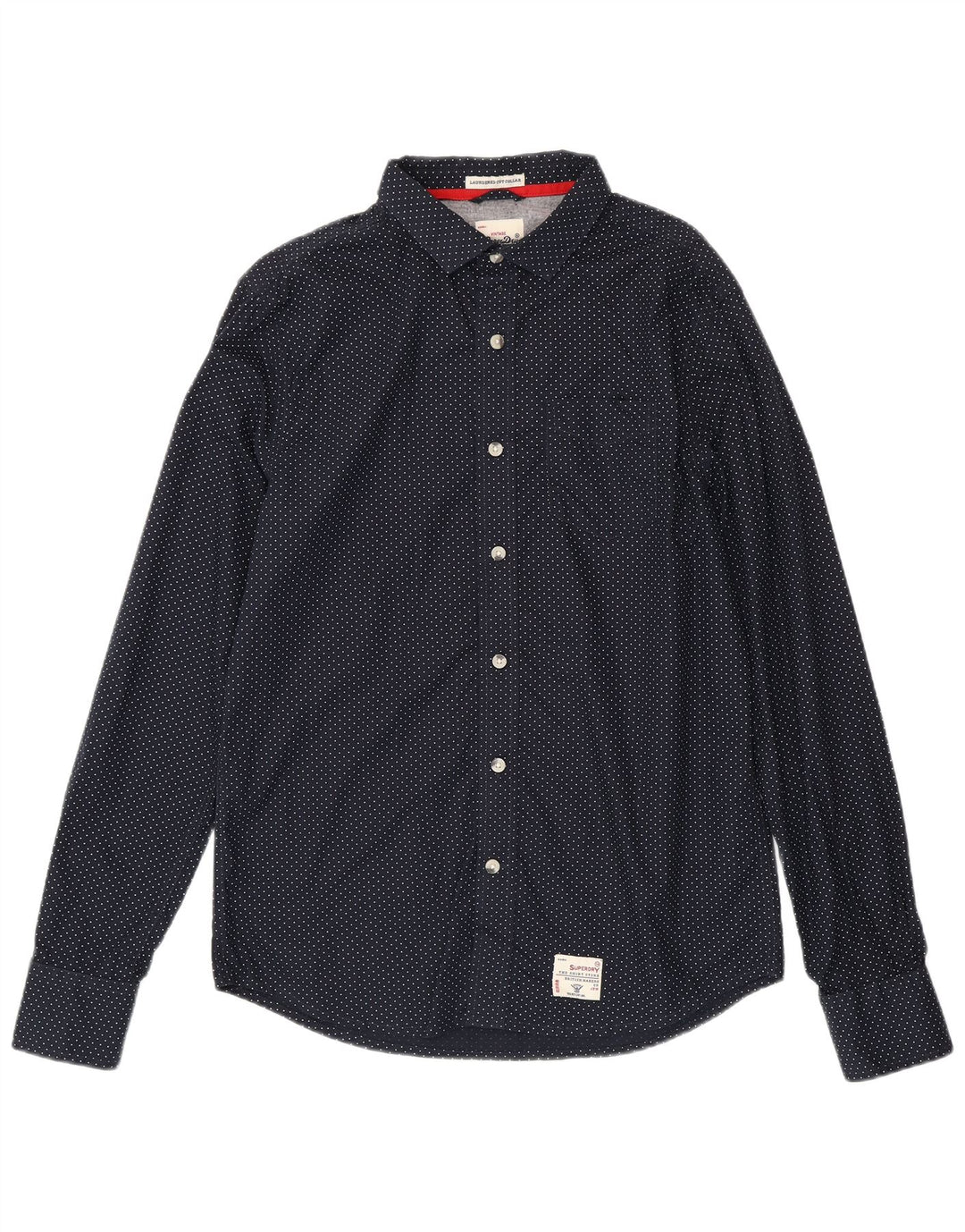 Cămașă pentru bărbați Superdry XL, bumbac cu buline bleumarin