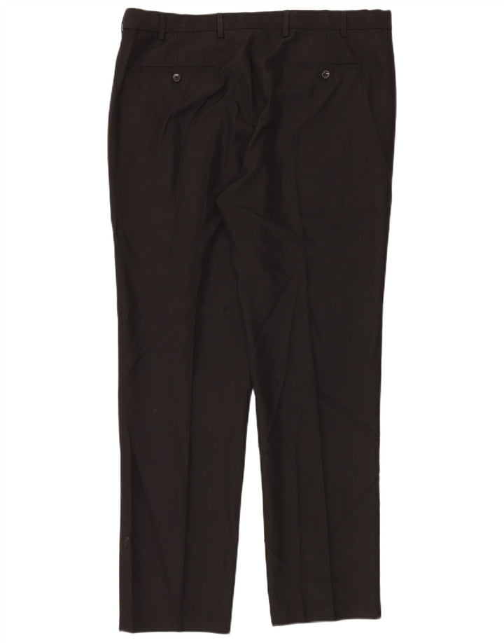 Pantaloni de costum pentru bărbați Marks & Spencer, cu ajustare normală, L40 L33, poliester negru