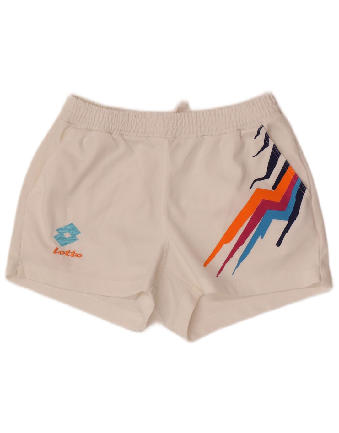 Pantaloni scurti sport pentru femei Lotto UK 12 Medium White Geometric