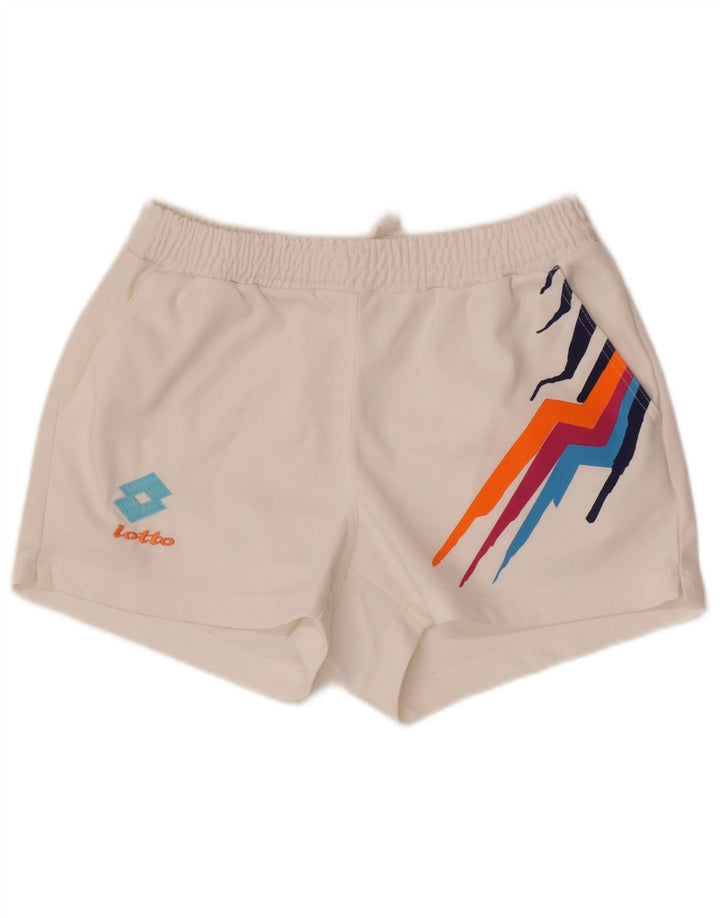 Pantaloni scurti sport pentru femei Lotto UK 12 Medium White Geometric