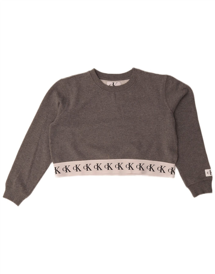 Calvin Klein Jeans Pulover Crop pentru femei UK 14 Gri mediu