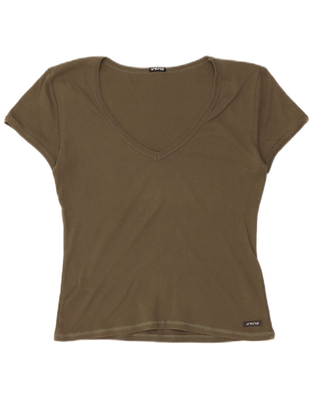 Playlife Tricou Crop Top pentru femei UK 12 Medium Khaki Bumbac