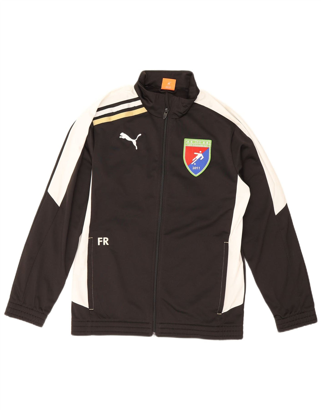 Jachetă de trening cu grafică Puma pentru băieți 13-14 ani, negru, color block