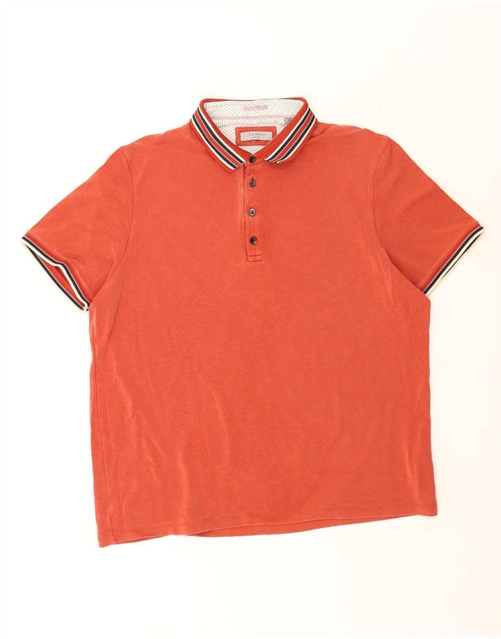 Tricou polo pentru bărbați Ted Baker XL Orange cu dungi Lyocell