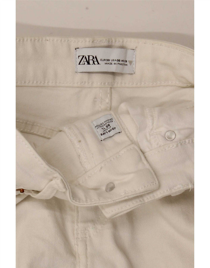 Blugi evazați pentru femei Zara EU 38 Mici L28 L26 Bumbac alb